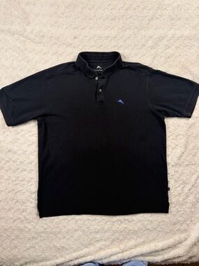 Tommy Bahama Black Polo with Blue Dolphin Logo